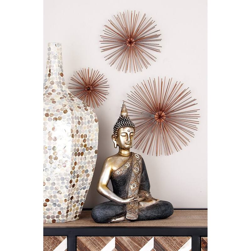 CosmoLiving by Cosmopolitan Metal 3D Starburst Wall Decor (Set of 3) - Silver, Gold, Black, Copper