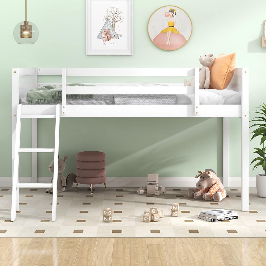 Twin Size Wood Low Loft Bed