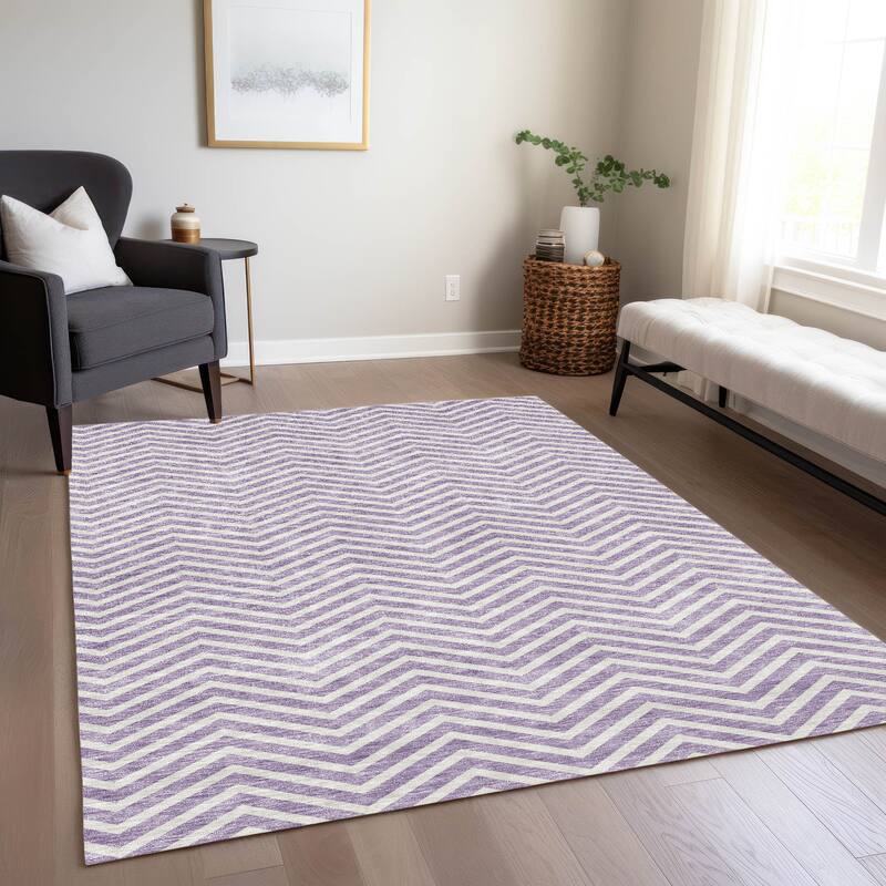 Machine Washable Indoor/ Outdoor Chantille Chevron Stripe Rug