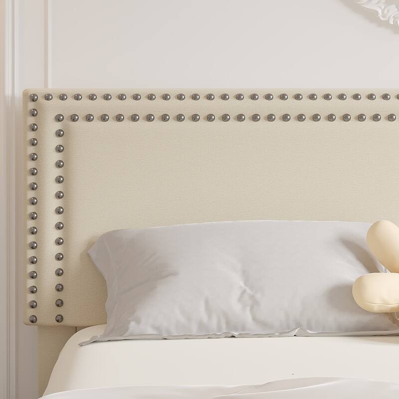 VECELO Upholstered Storage Bed Frames with 4 Storage Drawers, Platform Bed Frame with Adjustable Velvet Rivets Headboard