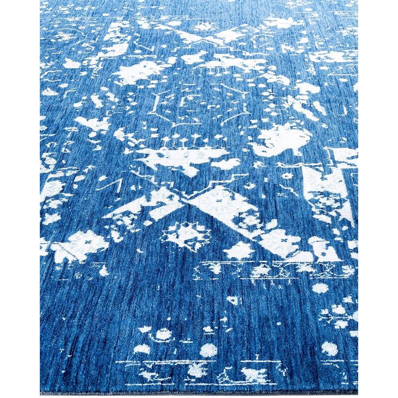 Ikat One-of-a-Kind Hand-Knotted Area Rug, Blue - 8' 2" x 9' 10"