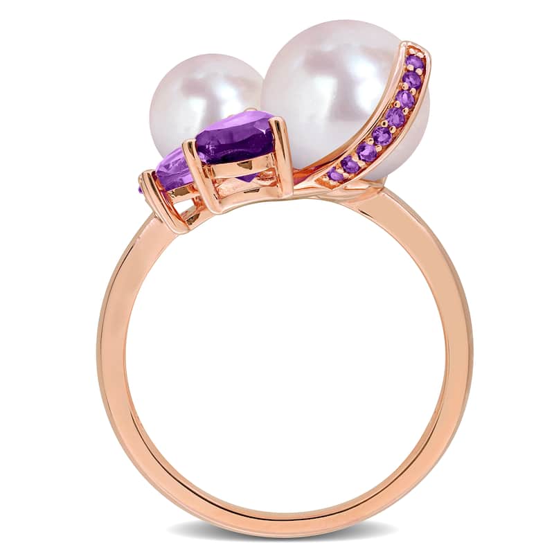 Miadora Cultured Freshwater Pearl and Gemstone Cluster Ring Sterling Silver