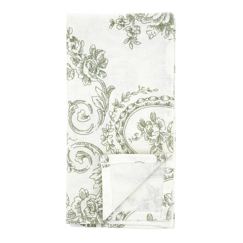 Linen Blend Decorative Napkins (Set of 4) - Botanical Pattern for Dining and Entertaining, 20"x20"