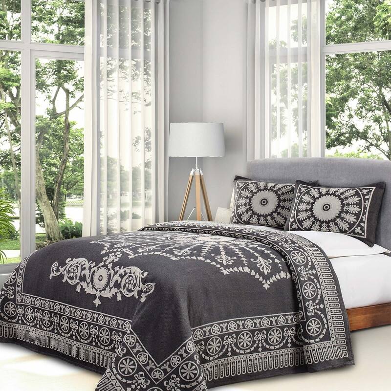 Cotton Blend Oversized Vintage Medallion Bedspread Set by Superior