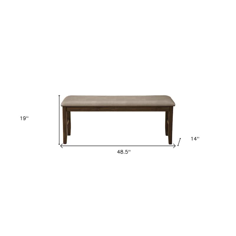 Wood Dining Bench 49 Inch Upholstered Faux Leather - 48.5” x 14” x 19”