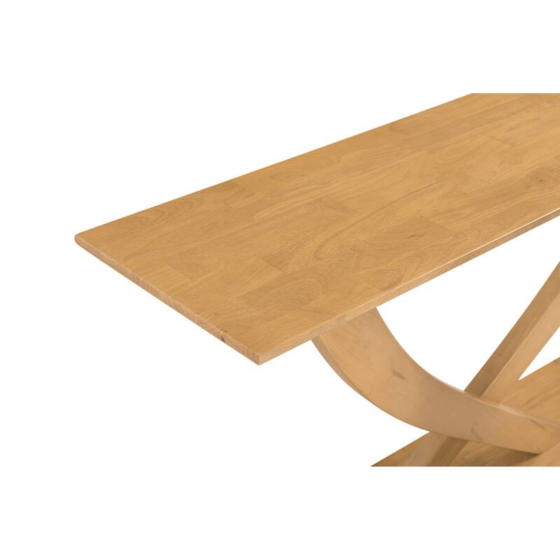 Rase 57 Inch Console Table, Cross Leg Design, Pedestal Base, Brown Wood