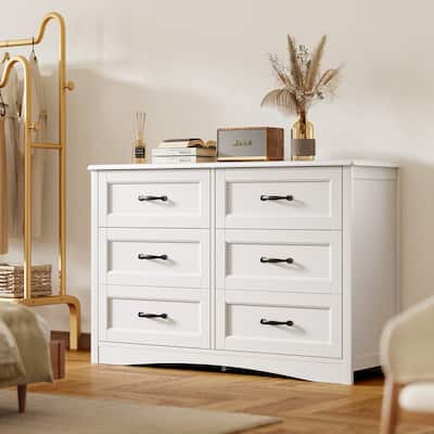 6-Drawers Dresser Storage, Modern Wood Vertical Organizer Storage Tower for Bedroom