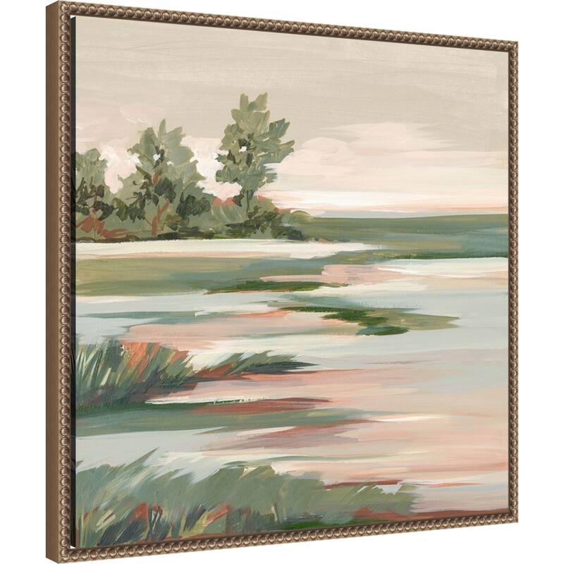 Quiet Marsh Under Soft Skies No. 2 by Lera Framed Canvas Wall Art Print