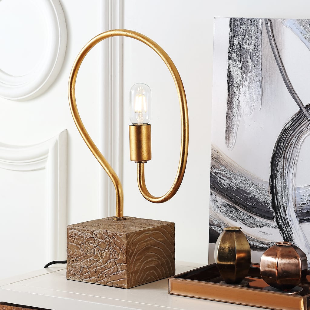 SAFAVIEH Lighting Adrian 19-inch Gold Edison Bulb LED Table Lamp - 12.75"x8.5"x19.25" - 13Wx9Dx19H