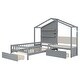 preview thumbnail 27 of 38, Twin Size House Bed with Upholstered Sofa,Charging Station,Wireless Charging,Shelves and Two Drawers