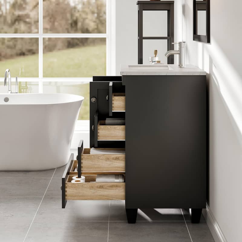 Eviva Happy 24"W Bath Vanity with Carrara Quartz Top