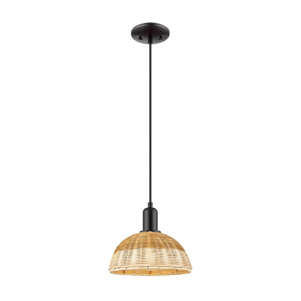 Innovations Lighting Downtown Urban - Natural Ballston Dome - 1 Light 9" Cord Hung Mini Pendant with Basketweave Shade