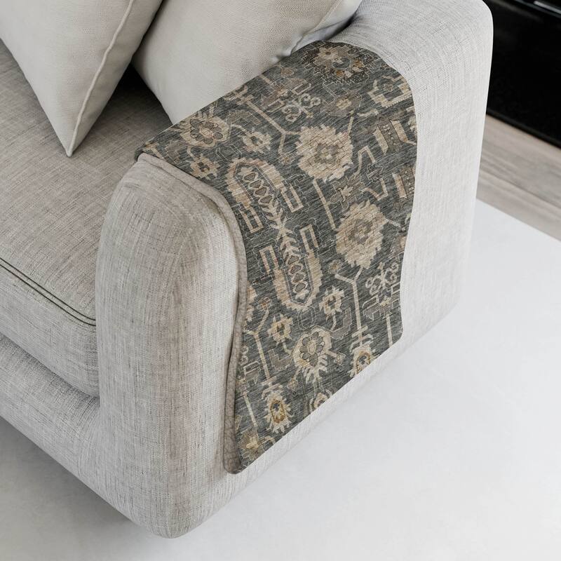Premium Machine Washable Boho Global Sherpa Throw Blanket - Gray - 4'2" x 5'10"