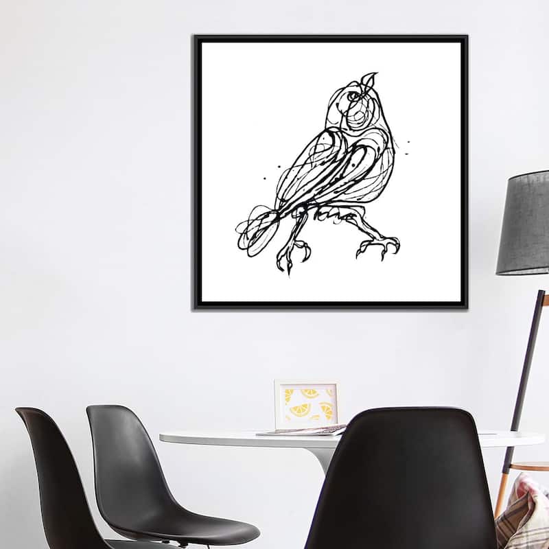 iCanvas "Chin Up - Cute Little Bird Jackson Pollock Style Drawing" by OLena Art Framed