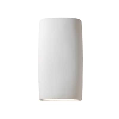 Justice Design Group Ambiance Bisque Really Big ADA Outdoor Ceramic Wide Cylinder Wall Sconce with Open Top & Bottom
