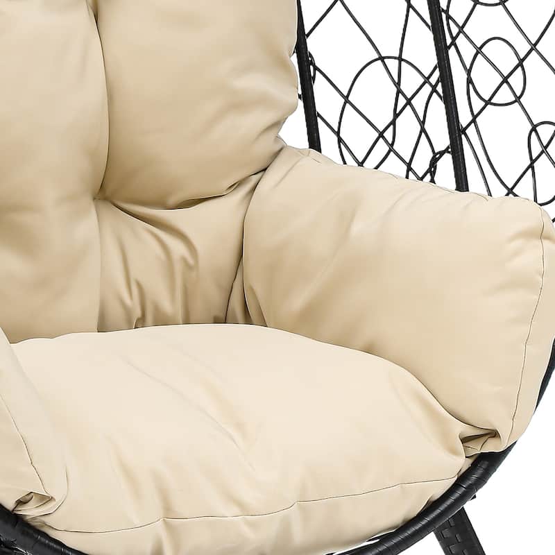 Moasis 38"W Wicker Rocking Egg Chair with Cushion