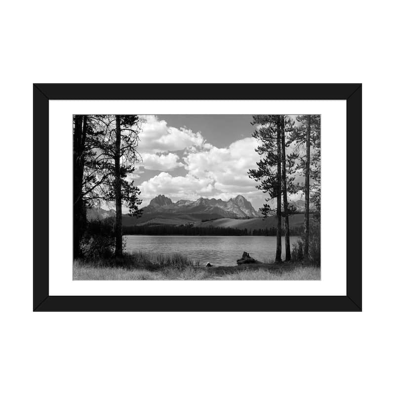 iCanvas "1960s Little Red Fish Lake In Idaho With Saw Tooth Mountains In Background Viewed" by Vintage Images - Black - 24x32x1