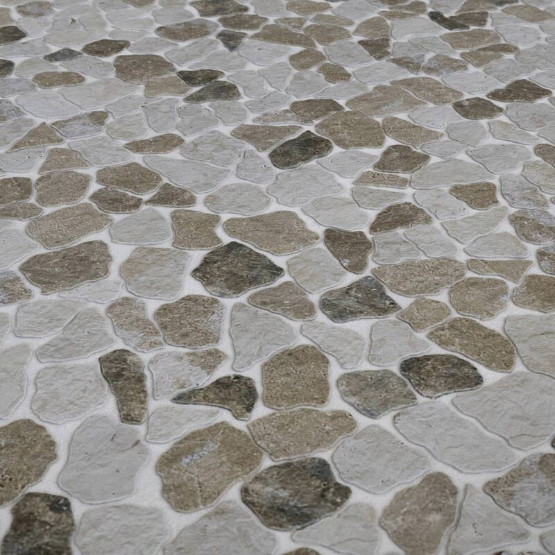 Full Eclectic 18 in. x 18 in. Marble Tumbled Wall and Floor Tile - Ecru & Honey - 18 in. x 18 in.