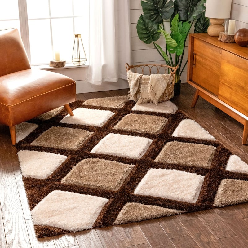 Well Woven San Francisco Posh Geometric Shag Area Rug