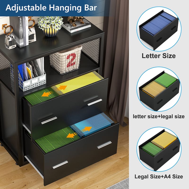 2 Drawer File Cabinet with Lock, Lateral Filing Cabinet