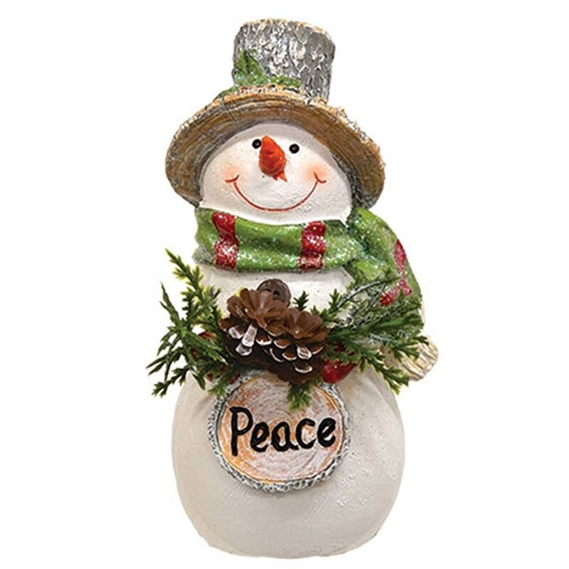 Resin Wood Sign Snowmen, Peace Noel Joy Figures- 3 Asstd. - 6.5" x 3"