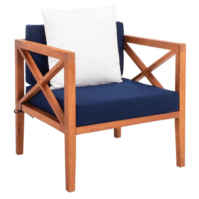 SAFAVIEH Outdoor Dafne 4-Piece Conversation Patio Set with Accent Pillow - 50W x 26D x 25H