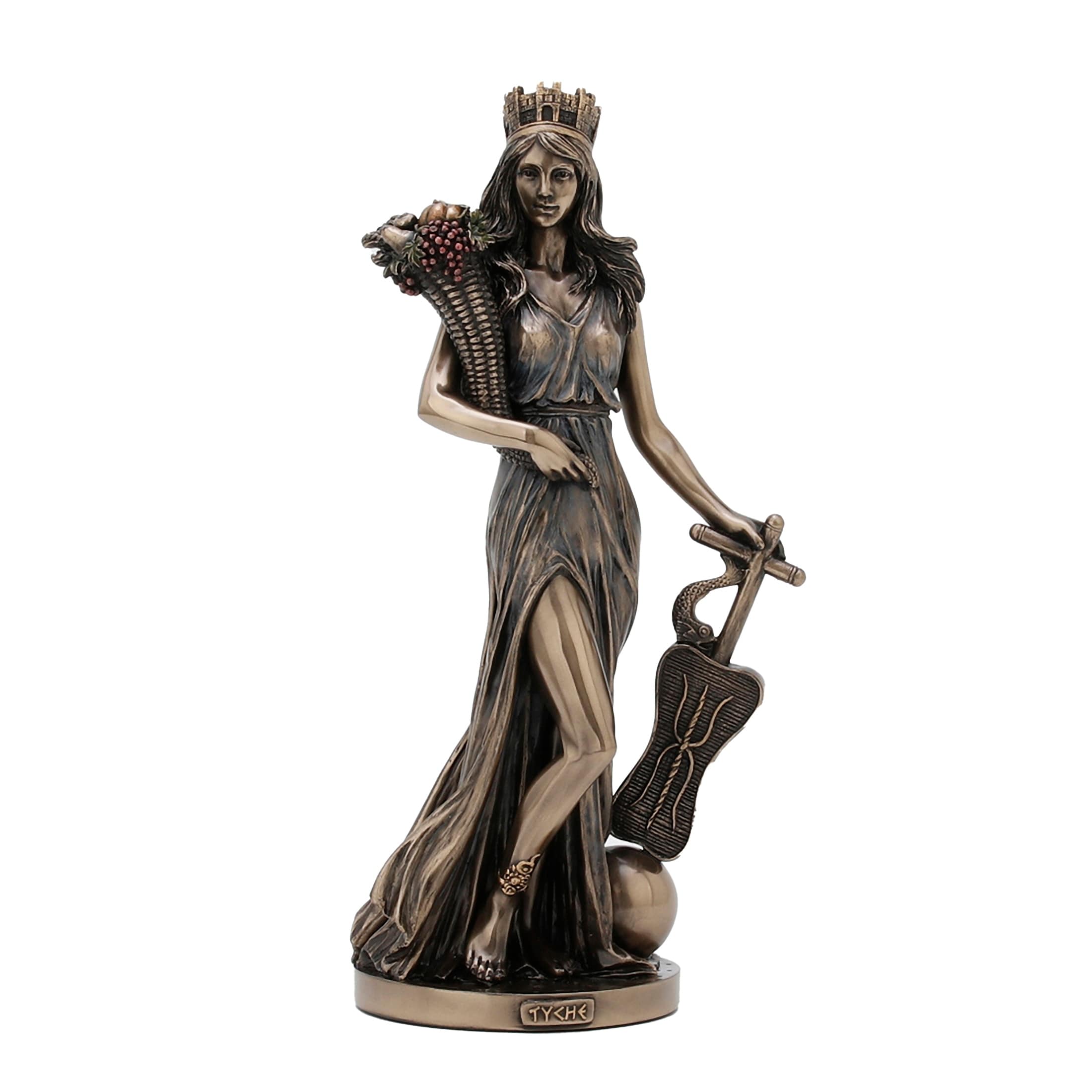 Goddess Of Wealth Tyche Lady Luck Fortuna Statue Resin Greek Sculpture Decor 13" 