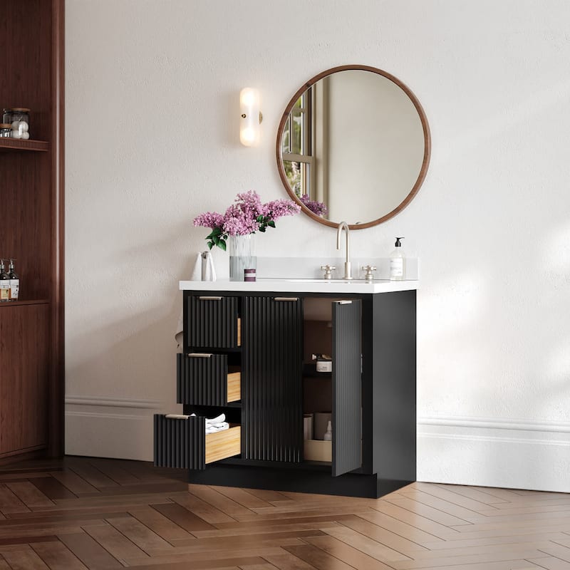 Ariel P37RWQOVO Milan 37" Free Standing Single Basin Vanity Set with