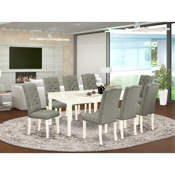 Kitchen Dining Table Set 8 Parson Dining Chairs And Butterfly Leaf Dining Room Table Linen White Finish Pieces Option Overstock 32085567