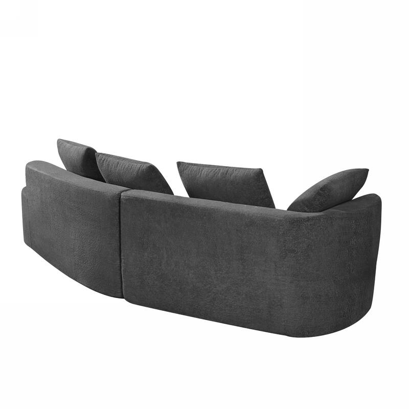 116" Curved Sectional Sofa with Chaise Lounge - High-Density Sponge Cushions, 2-Piece Set, Right-Hand Facing, Fully Assembled