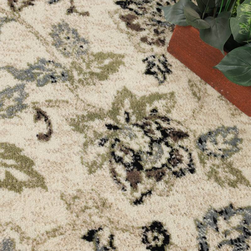 Superior Jacobean Floral Modern Farmhouse Indoor Area Rug or Runner
