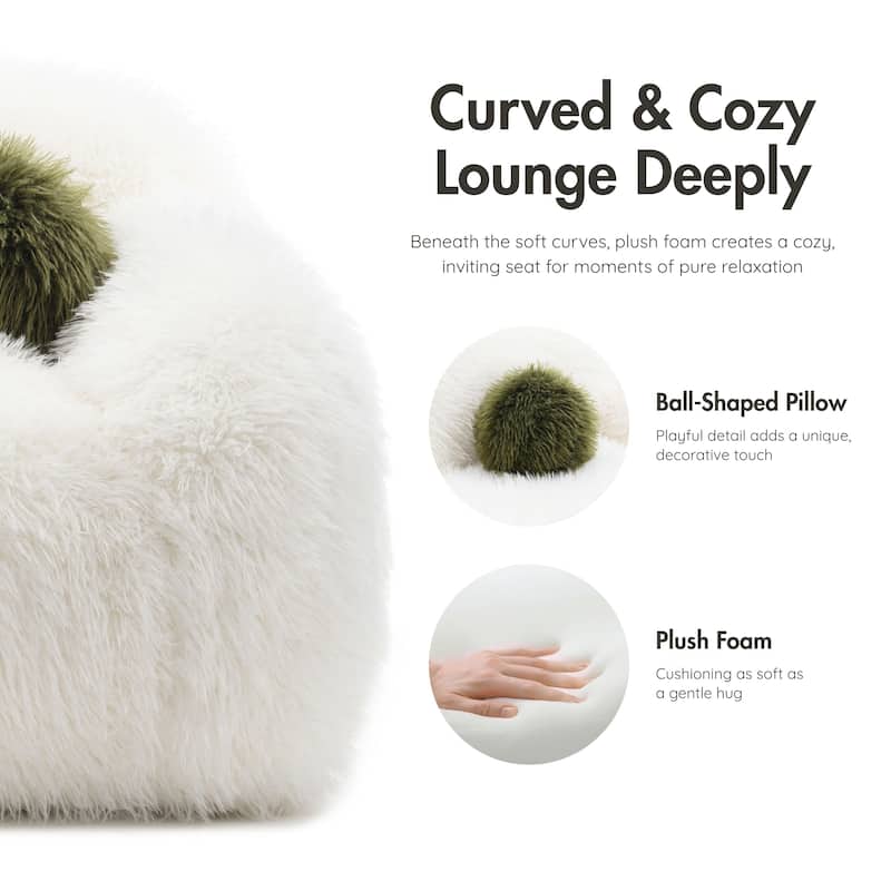 Furniture of America Cynra Modern 45-inch Faux Fur Swivel Arm Chair with Ball Pillow