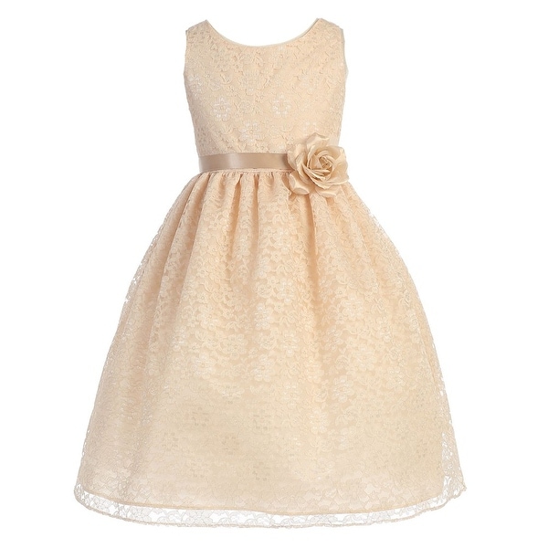 Champagne and Lace Junior Bridesmaid Dresses