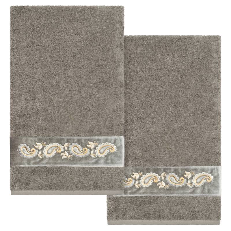 Authentic Hotel and Spa Turkish Cotton Mackenzie 2PC Bath Towel Set - Dark Gray