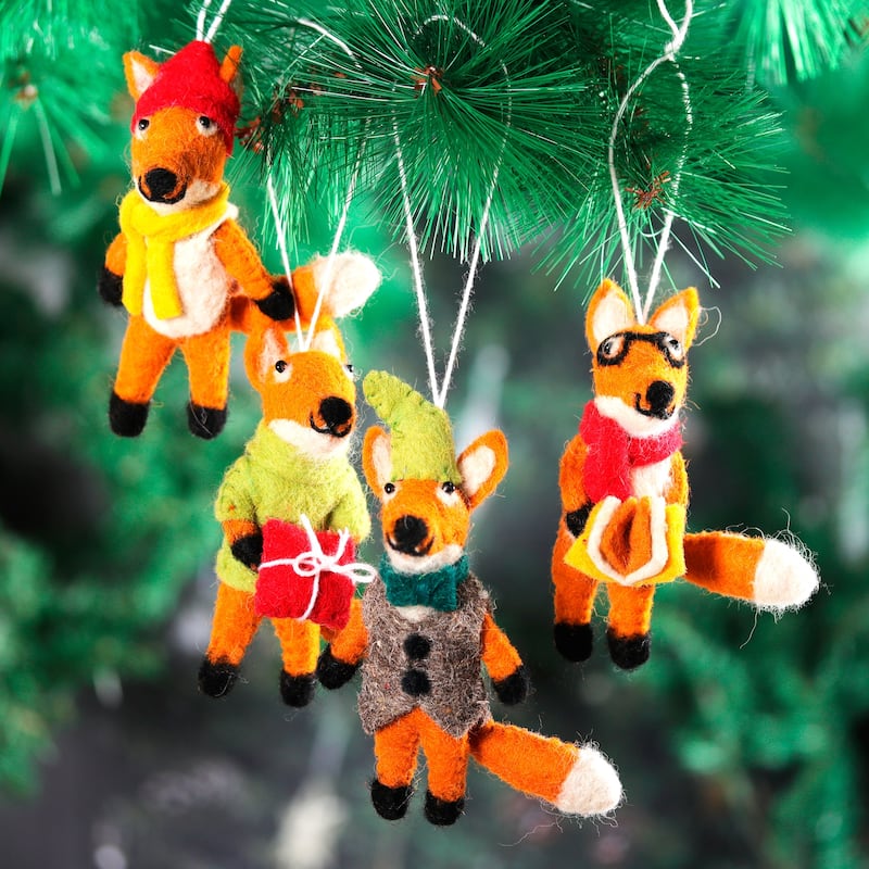Novica Handmade Fantastic es Wool Felt Ornaments (Set Of 4)