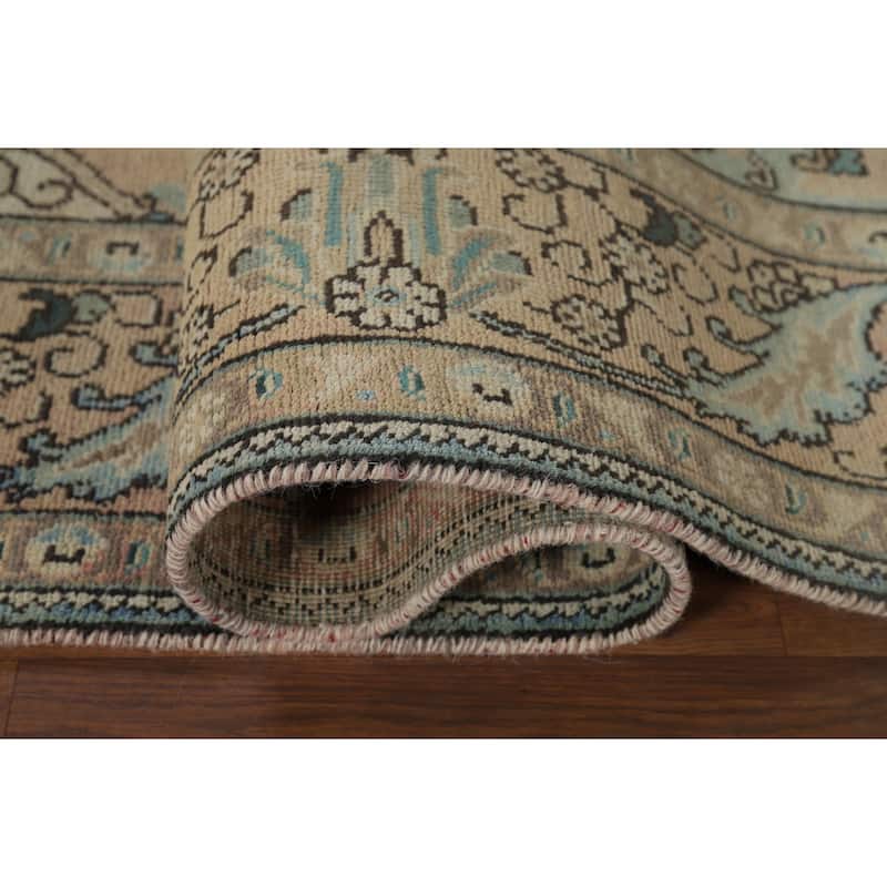 Peach Tabriz Vintage Persian Area Rug Hand-Knotted Wool Carpet - 6'8" x 9'8"