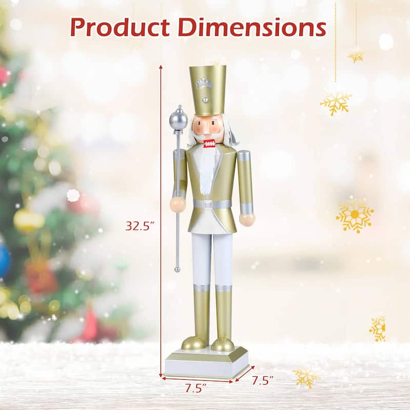 Costway 32.5” Christmas Nutcracker with High Hat & Beautiful Scepter, - See Details
