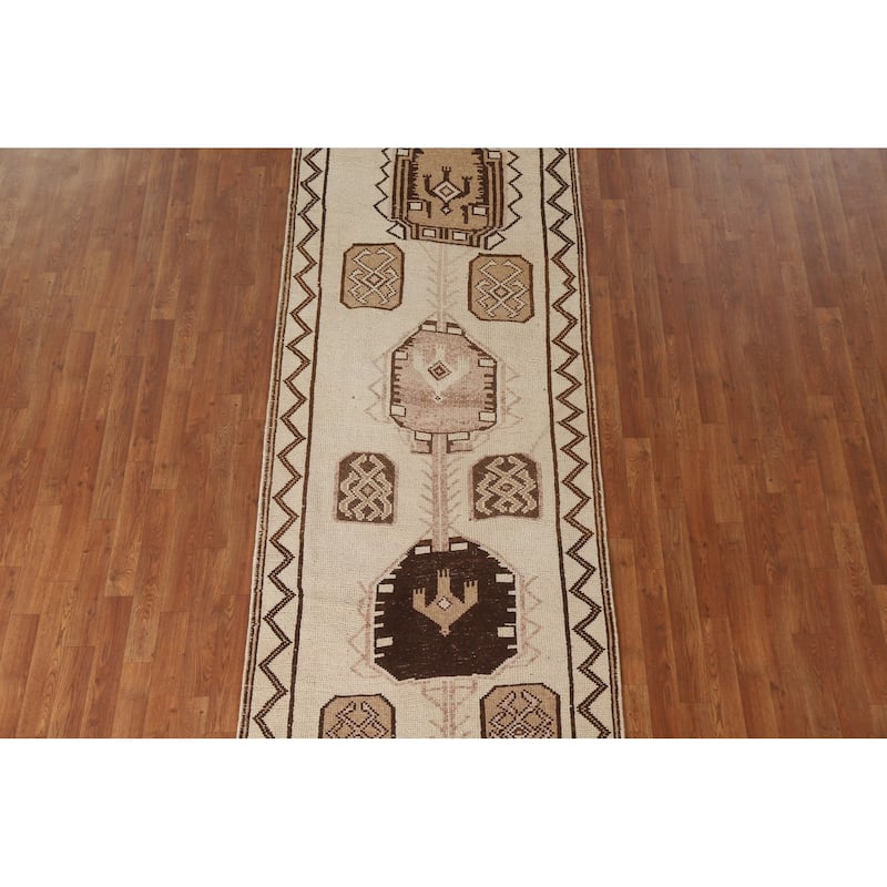 Anatolian Oriental Runner Rug Natural Dye Handmade Wool Carpet - 3'5"x 10'9"