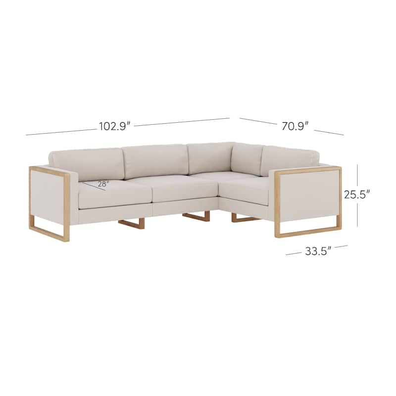 Madison Modern Upholstered Modular Sofa or Couch for Living Room with Solid Wood Legs