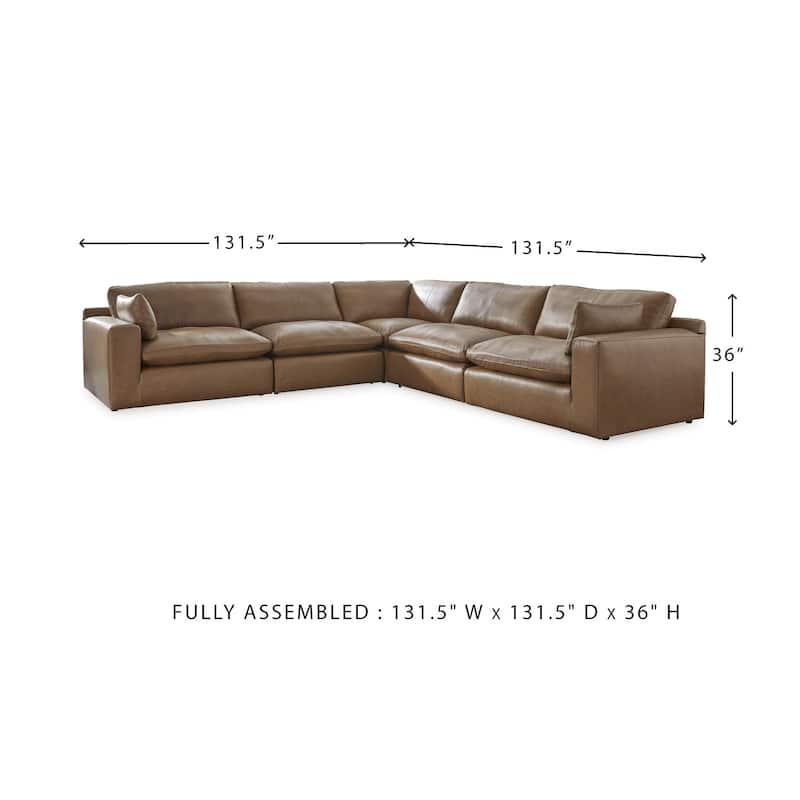 Signature Design by Ashley Emilia Medium Brown 5-Piece Sectional - 132"W x 132"D x 36"H