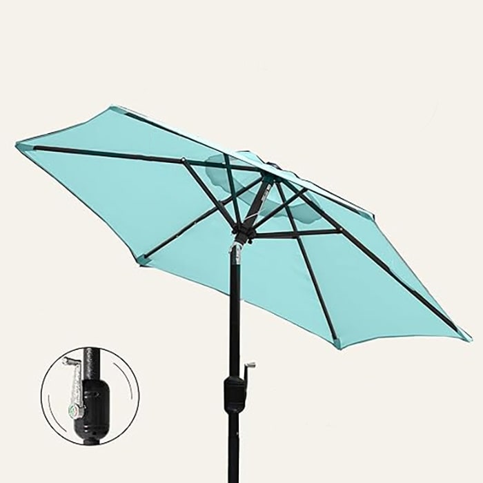 6ft teal patio umbrella AMMSUN Umbrella, 6.5 ft Outdoor Table with Tilt Steel Pole, UPF50+ Protection, Great for Outdoor Garden Backyard, Turquoise Green : Patio, Lawn & Garden it keeps phones 6ft Outdoor Umbrella With Fringe