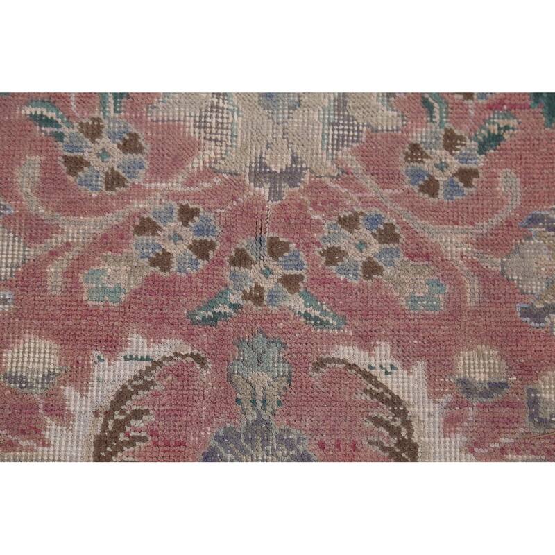 Distressed Tabriz Persian Vintage Rug Handmade Wool Carpet - 9'7"x 10'8"
