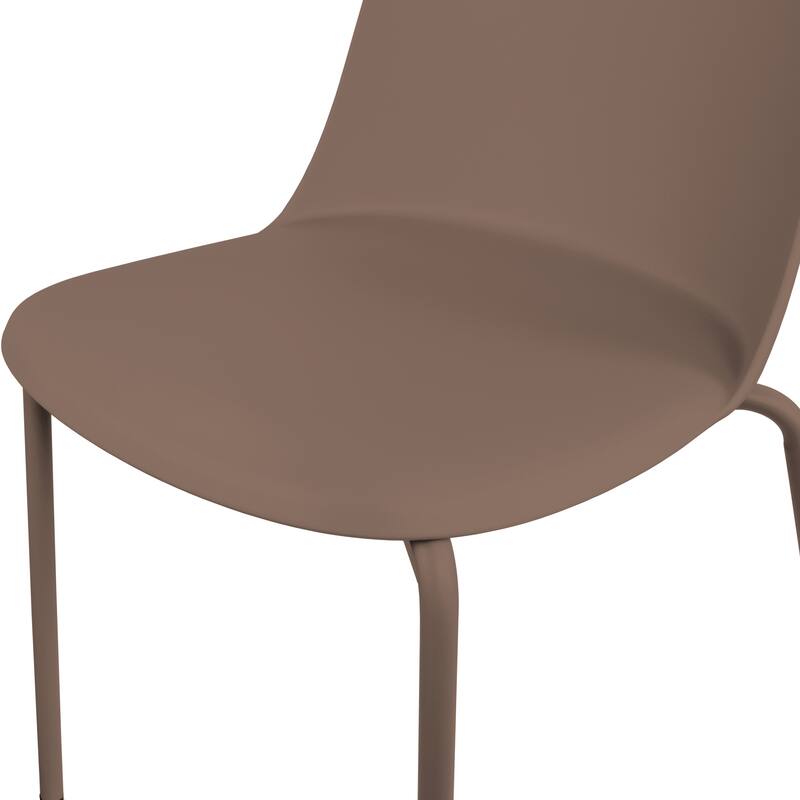 Set of 4 Modern Dining Side Chairs, Armless Molded Plastic Shell Seat with Metal Legs, Stackable Contemporary Chairs