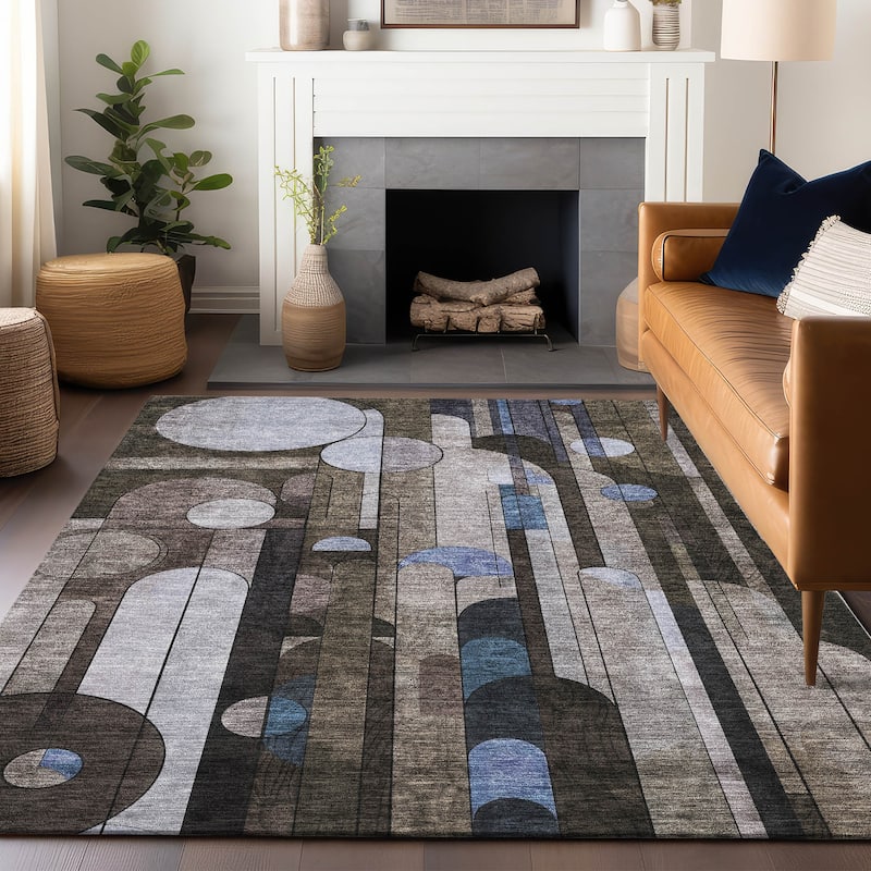 Machine Washable Indoor/ Outdoor Abstract Deco Chantille Rug - Brown - 2'6" x 3'10"