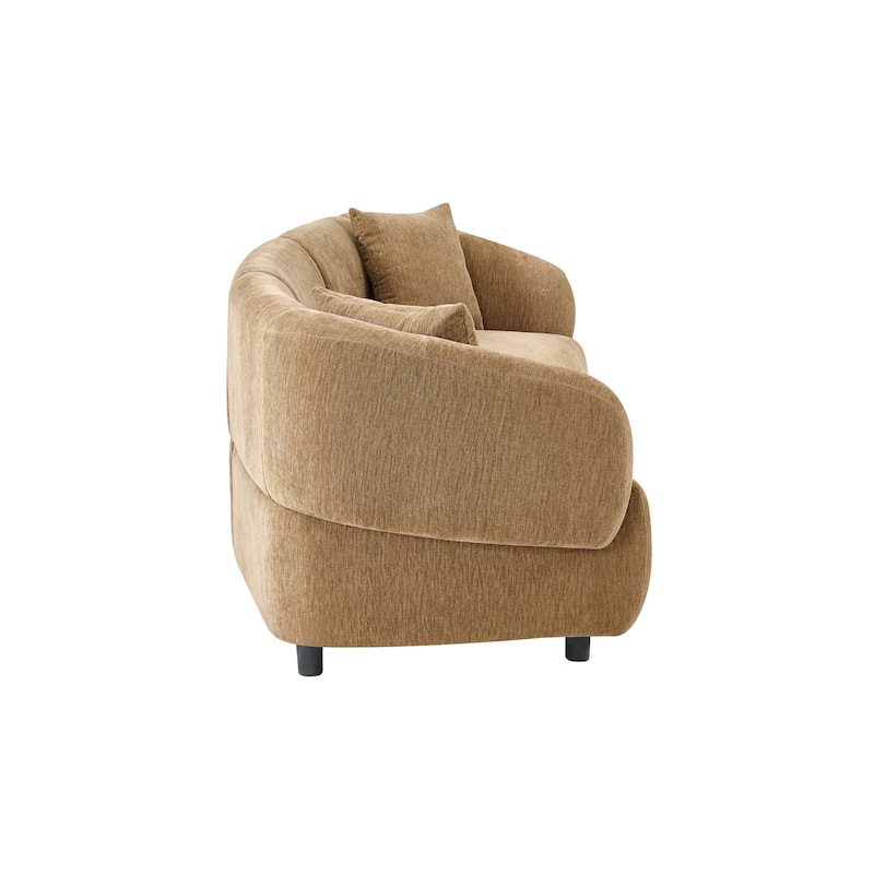 Christopher Knight Home - Hulk Curved Boucle 3-Seat Sofa with Sturdy Wooden Frame