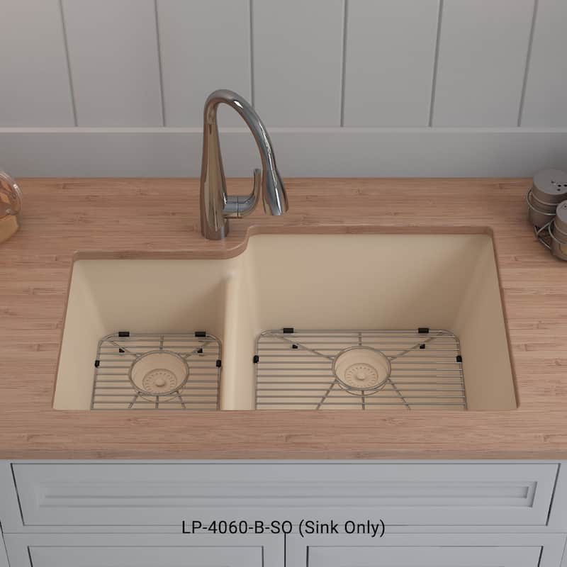 32 Inch Lexicon Platinum Quartz Composite Drop-in Undermount Galaxy Beige - 19" W x 32" L x 9.75" H