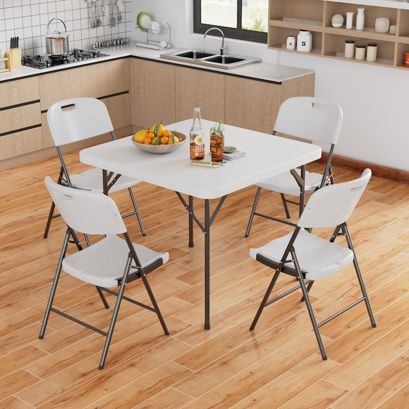 34" Folding Square Table Portable Plastic Dining Card Table for Kitchen or Outdoor Party Wedding Event