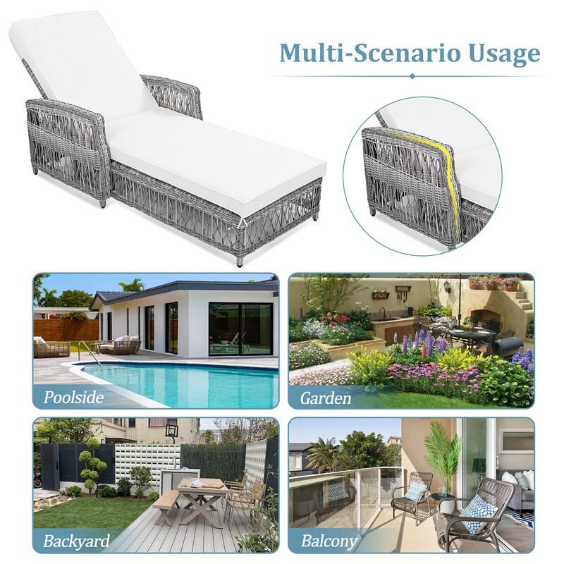 2-Piece Outdoor Reclining Chaise Lounge Set – Adjustable Wicker Poolside Chairs with Removable Cushions‌