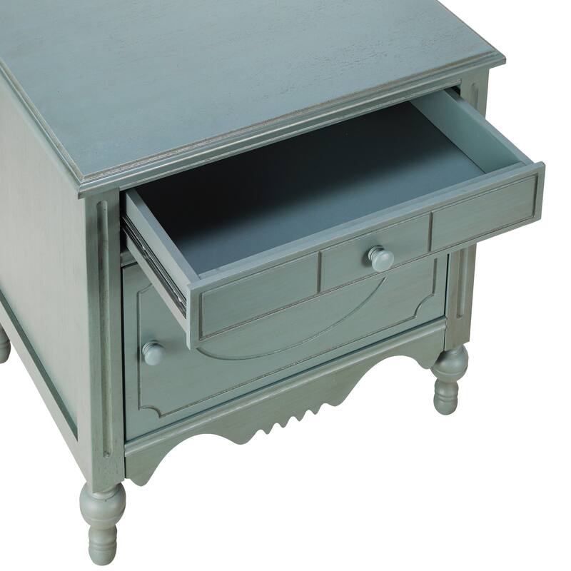 Christopher Knight Home - Marwood Carved Wood Nightstand with Soft-Close Slides and Gourd Legs