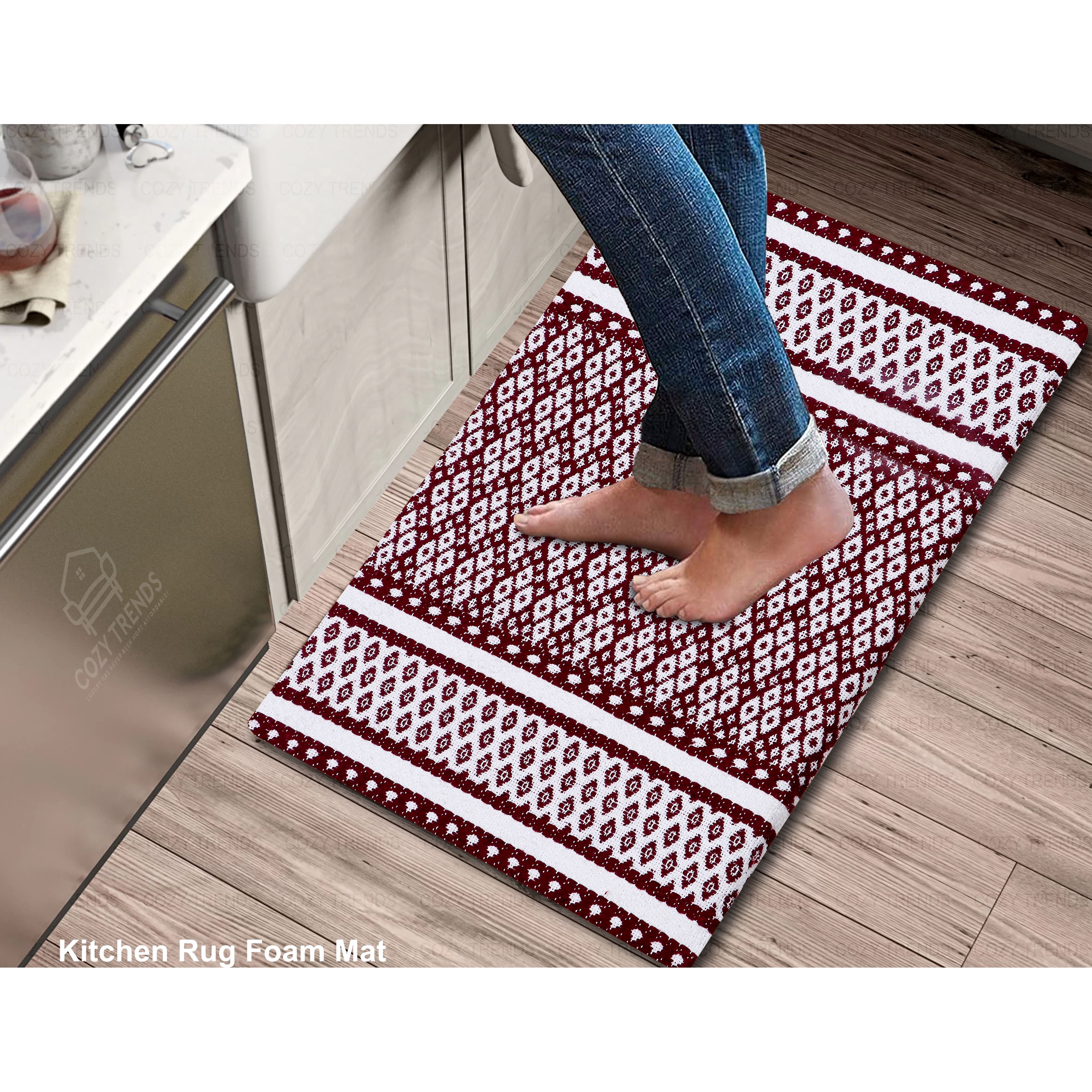 COSY HOMEER Kitchen Rugs 2 Pieces, 20x48+20x30, Absorbent and